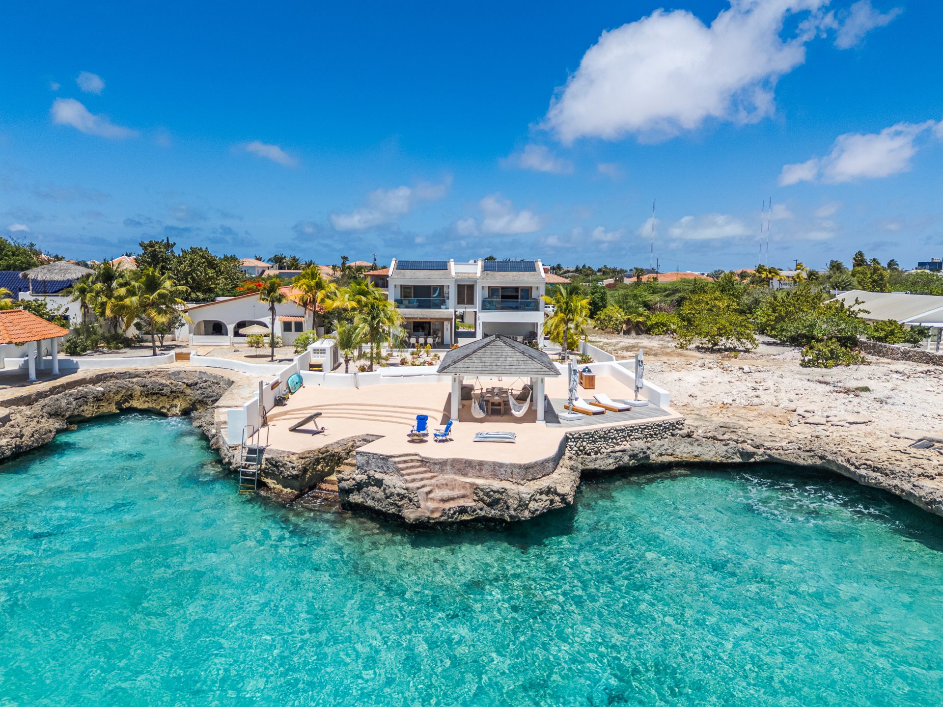 Aerial view of the villa's point and cove